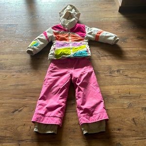 Obermeyer Ski suit or Snowsuit Size 4 Girls.  Pink and white.